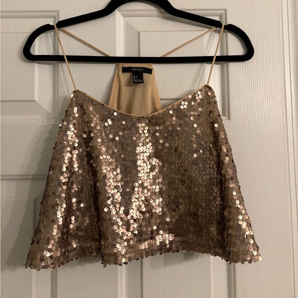 Forever 21 Gold Sequin Camisole Top